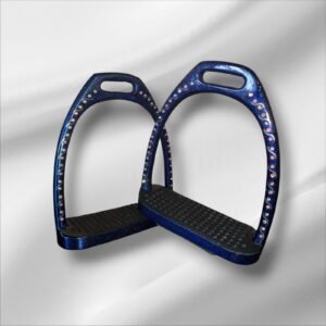 englisch Steigbügel blauglitter mit Steinen und graviert