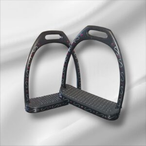 englisch Steigbügel schwarzglitter mit Steinen graviert