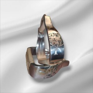 Alu Westernsteigbügel graviert und mit Steinen besetzt Baum