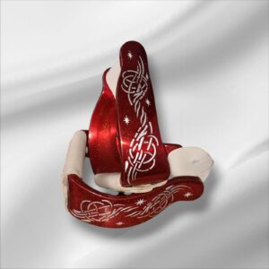 Alu Westernsteigbügel mit roter Metallic-Optik und eingraviertem Knotendesign