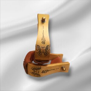 Westernsteigbügel aus Holz gebrannt mit Schmetterling